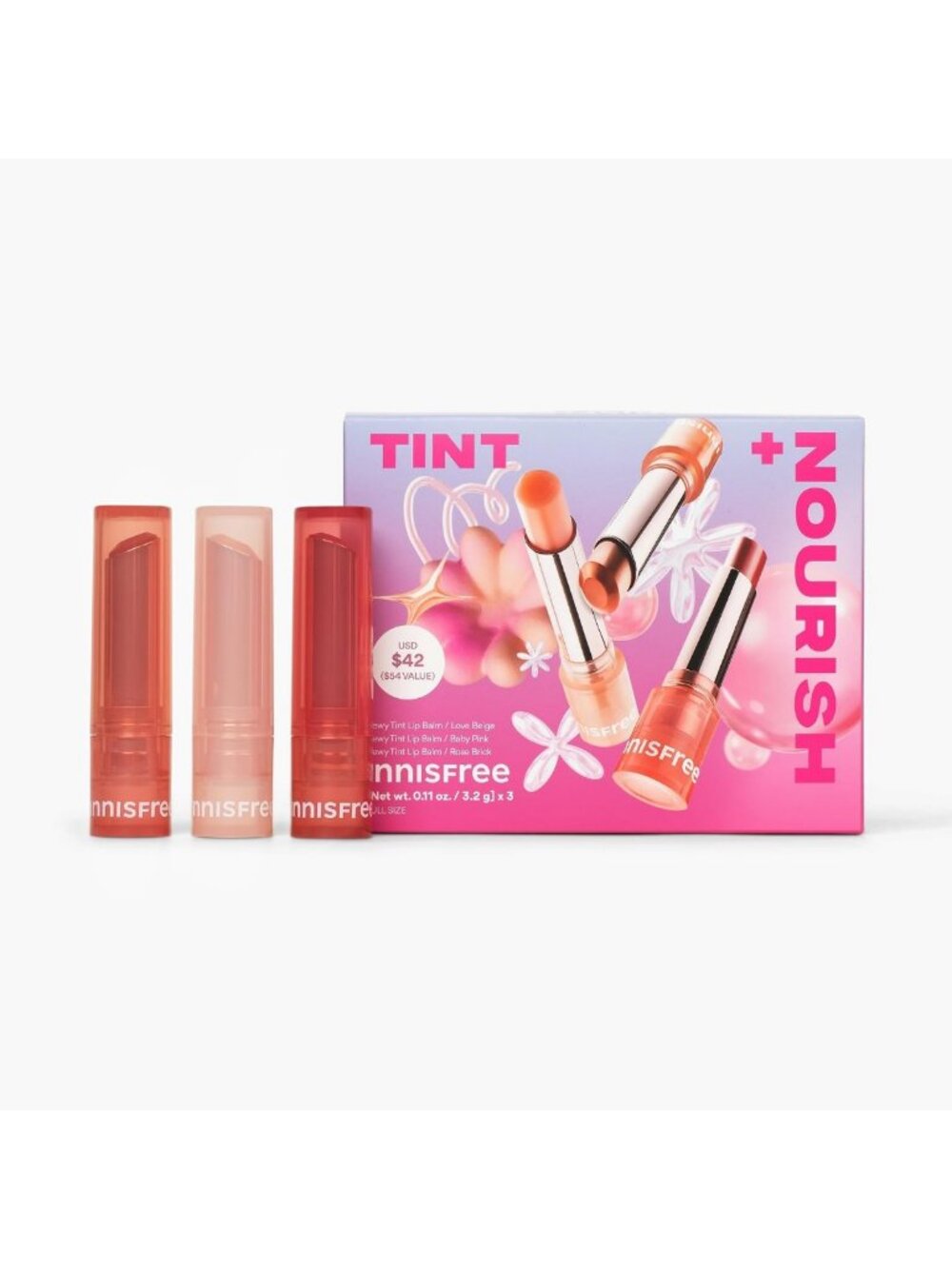 Hydrating Tinted Lip Balm | Sheer Finish Lipstick for Dry Lips | 4 Shades